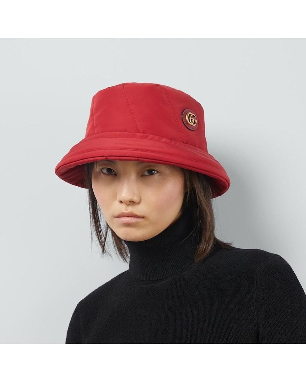 Gucci Red Quilted Bucket Hat