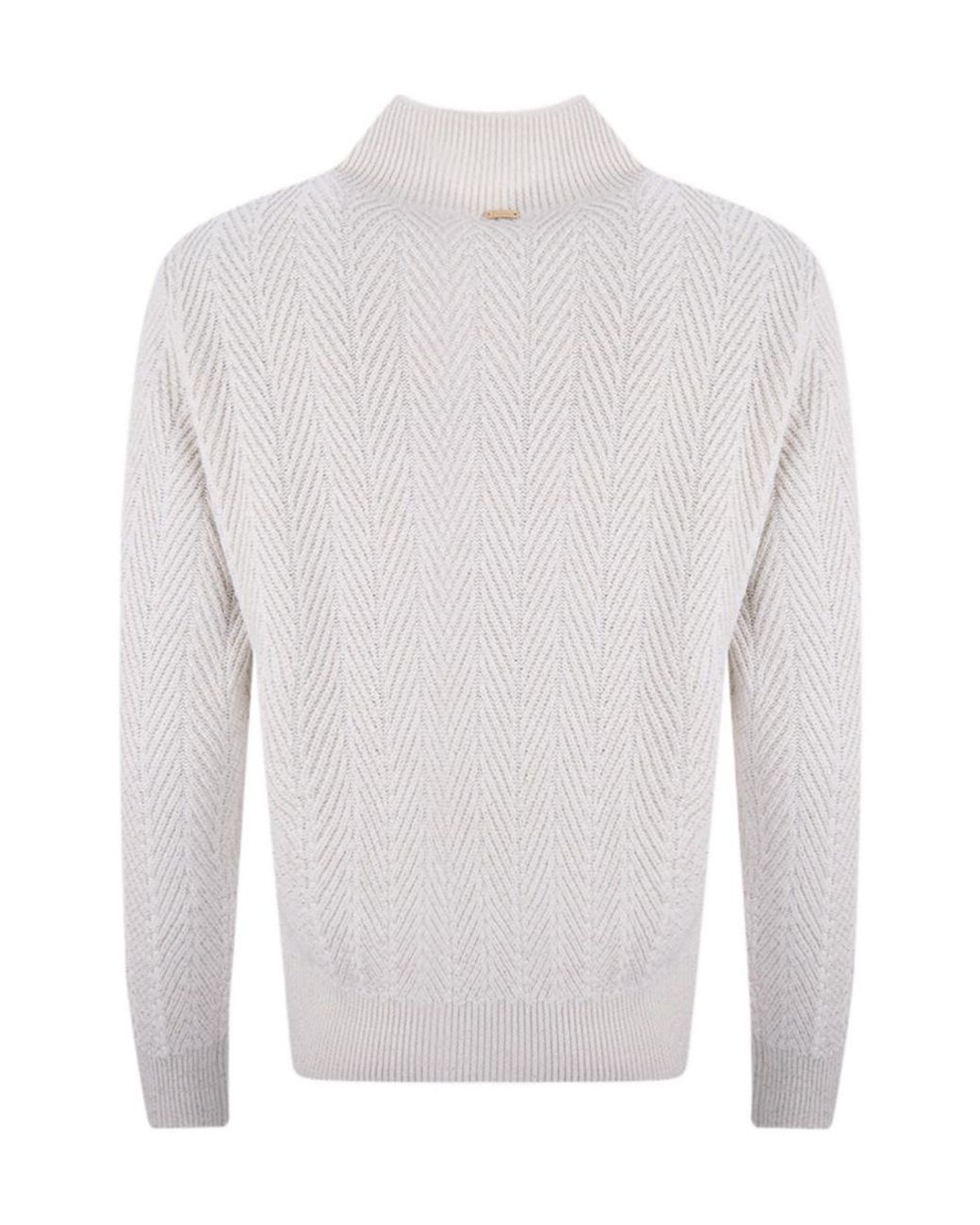 Herno White High-Neck Textured Sweater