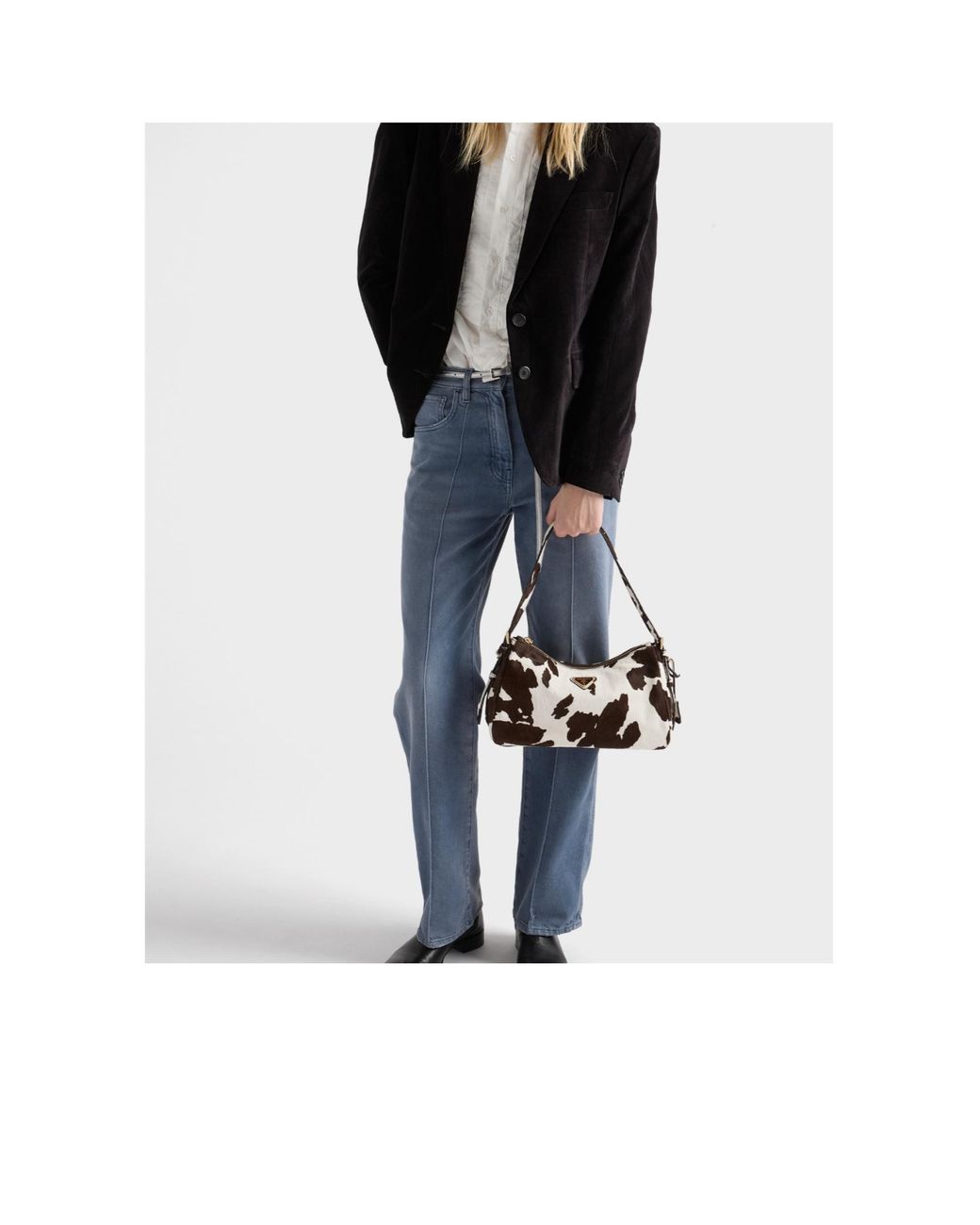 Prada Black Aimèe Medium Printed Leather Shoulder Bag