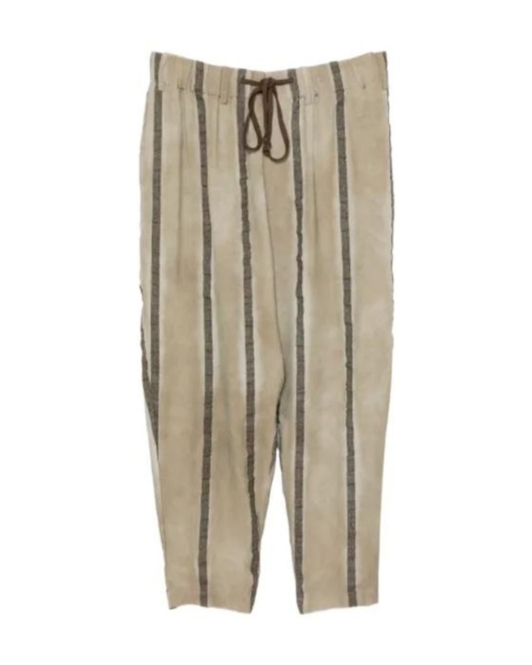 Uma Wang Natural Striped Tapered Pants