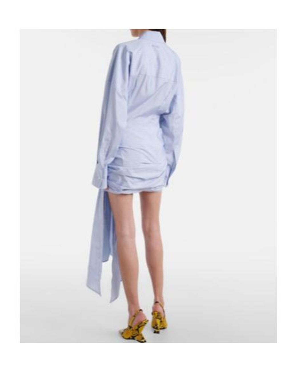 The Attico Blue Gathered Striped Cotton Shirt Dress