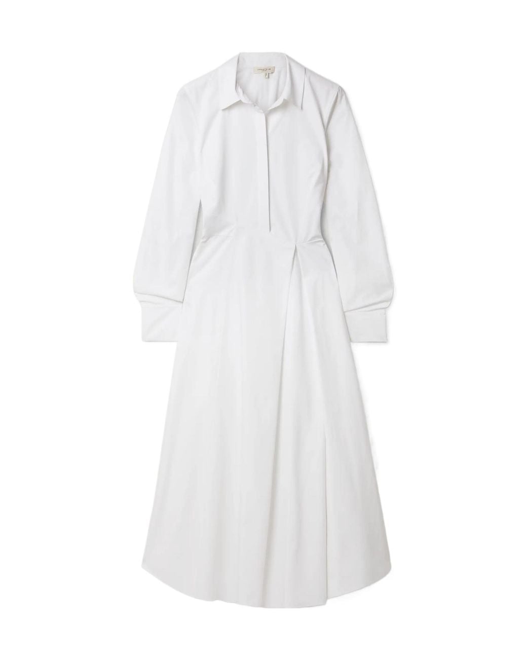 Lafayette 148 New York White Draped Cotton-Poplin Midi Shirt Dress