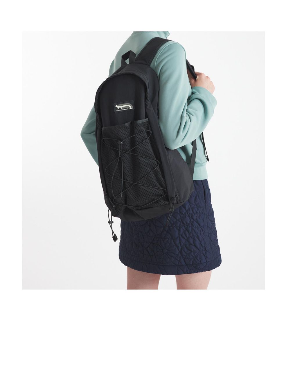 Maison Kitsuné Black Maison Kitsuné Flash Fox Patch Zipped Backpack for men