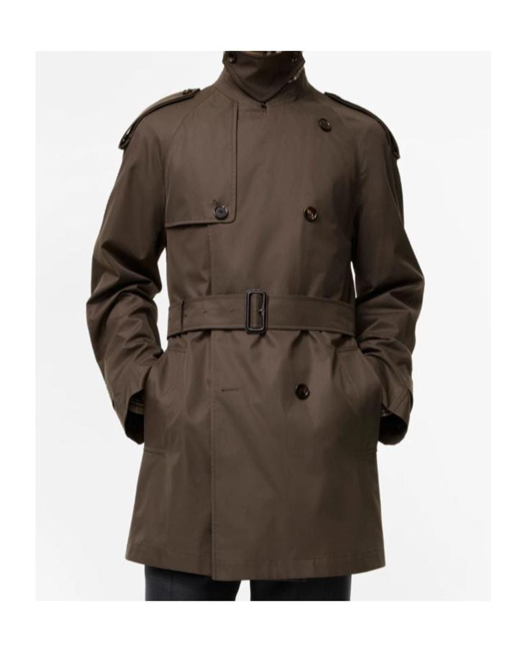 Burberry Brown Mid-Length Gabardine Leadenham Trench Coat for men