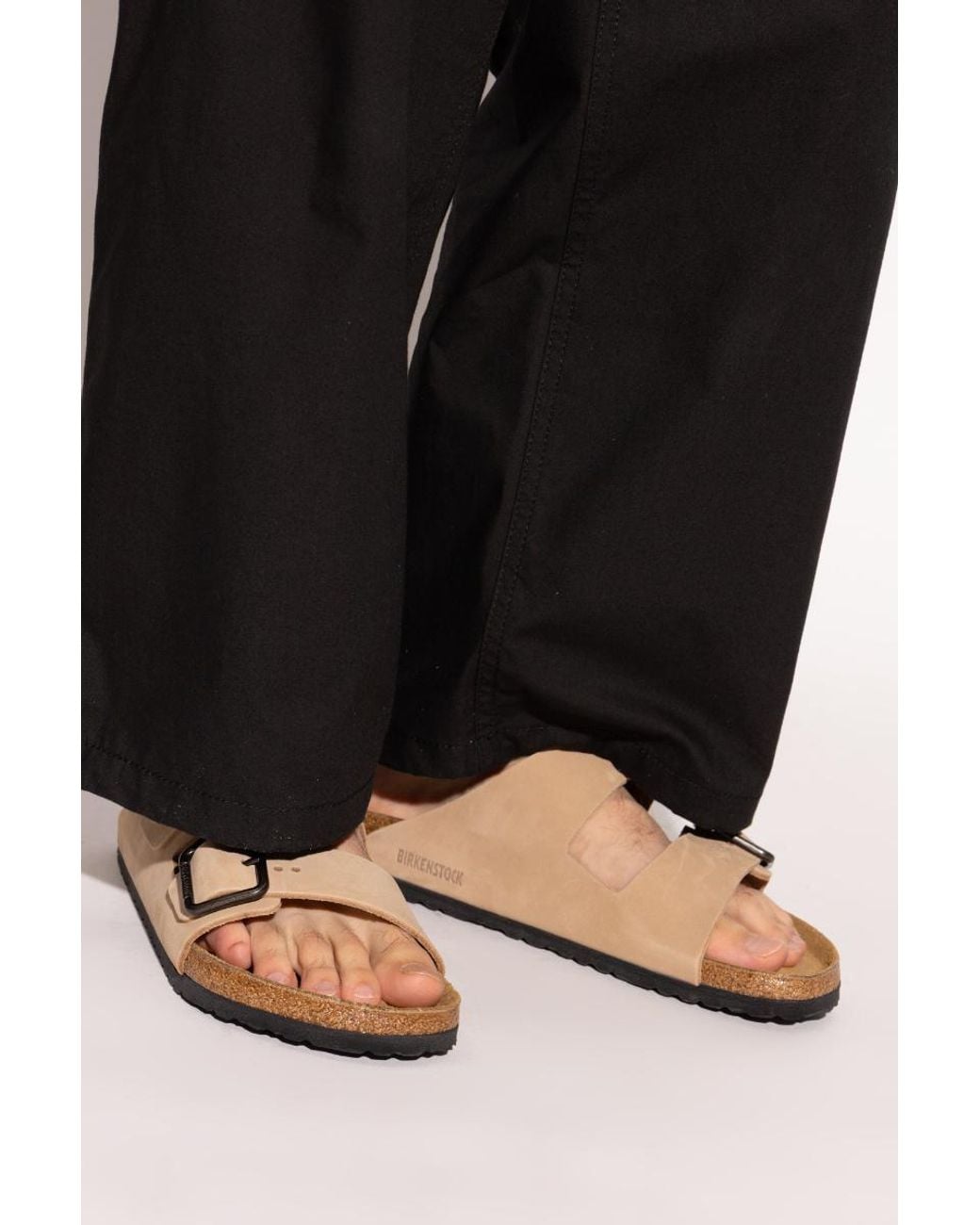 Birkenstock Brown Arizona Buckle Slides for men