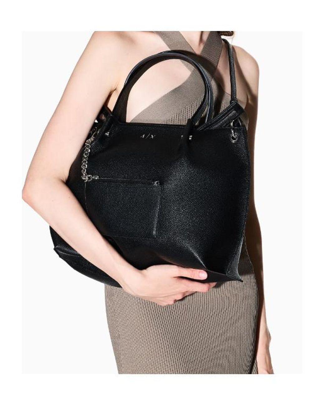 ARMANI EXCHANGE Black Technical Shopper Bag
