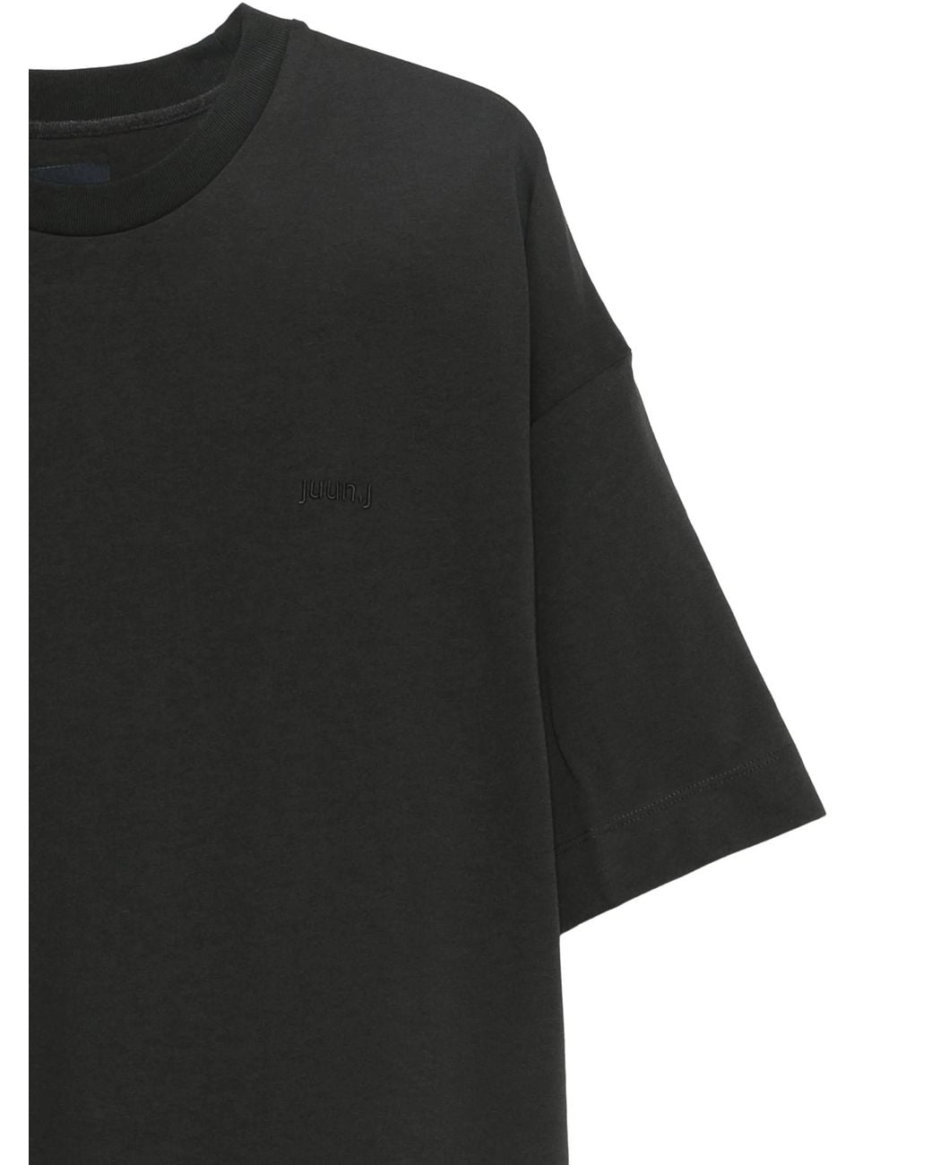 Juun.J Black Logo-Embroidered T-Shirt for men