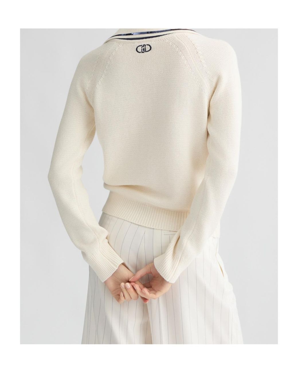 Liu Jo White V-Neck Jumper