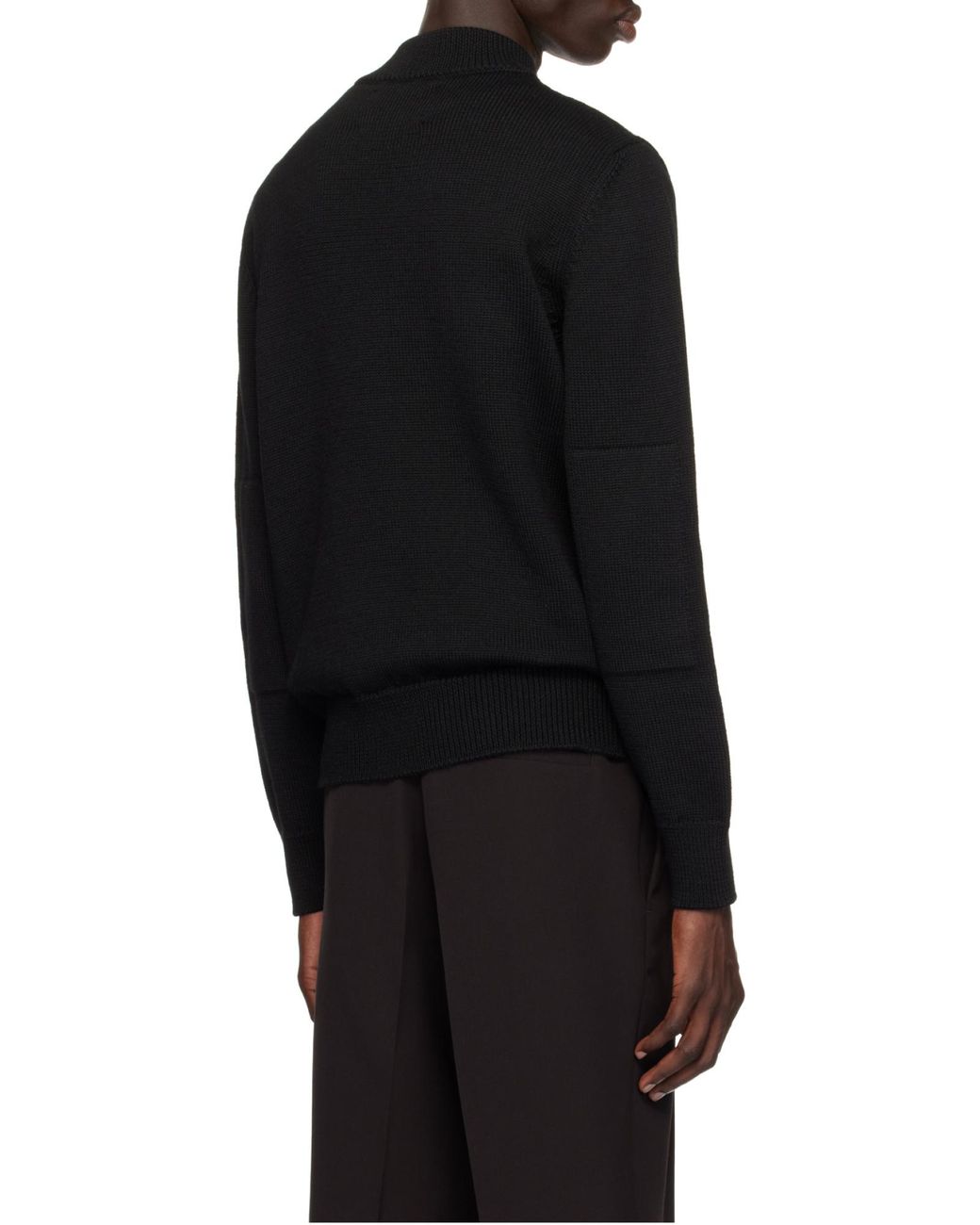 Jil Sander Black Button-Shoulder Mock-Neck Sweater for men