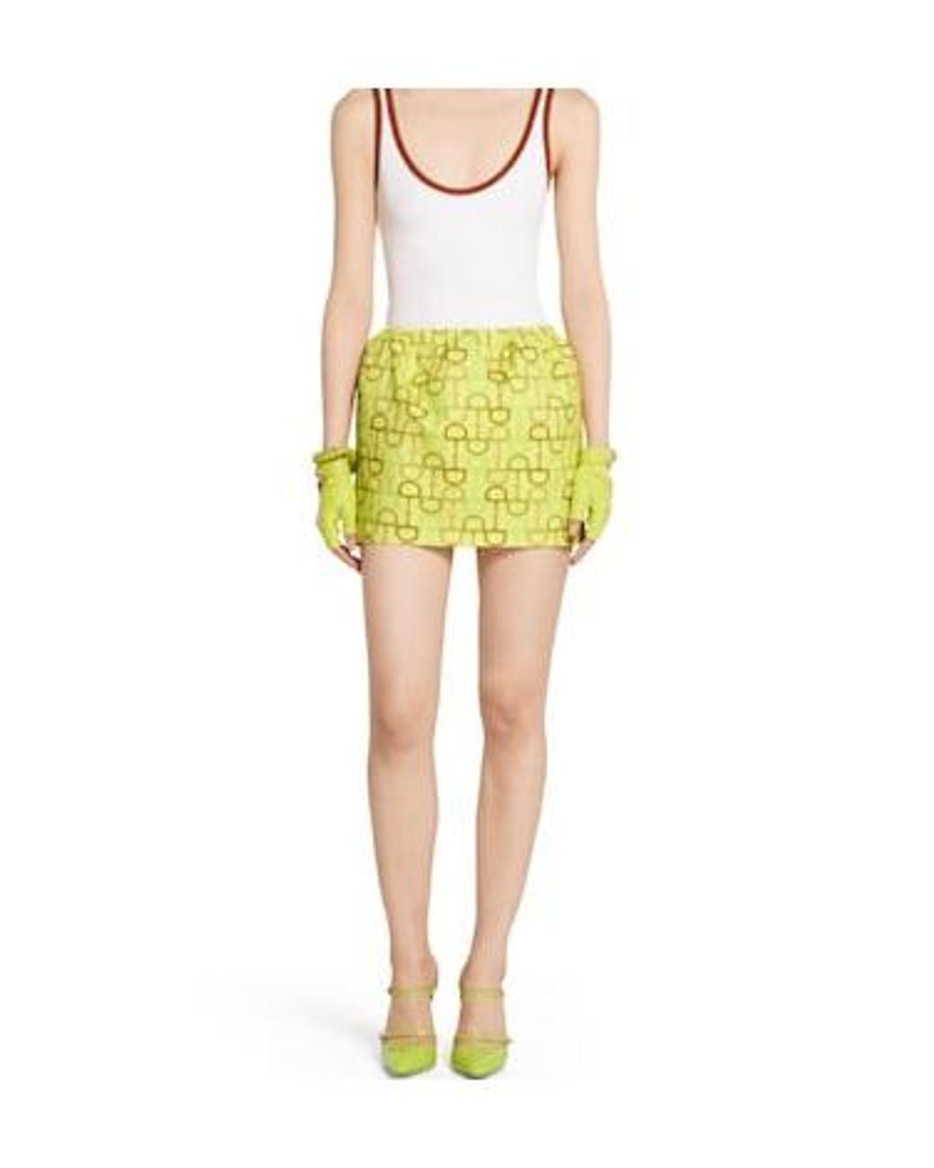 Gucci Yellow Printed Mini Skirt