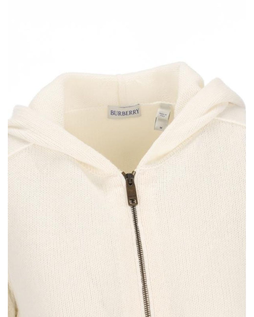 Burberry White Ekd Zip-Up Hooded Cardigan