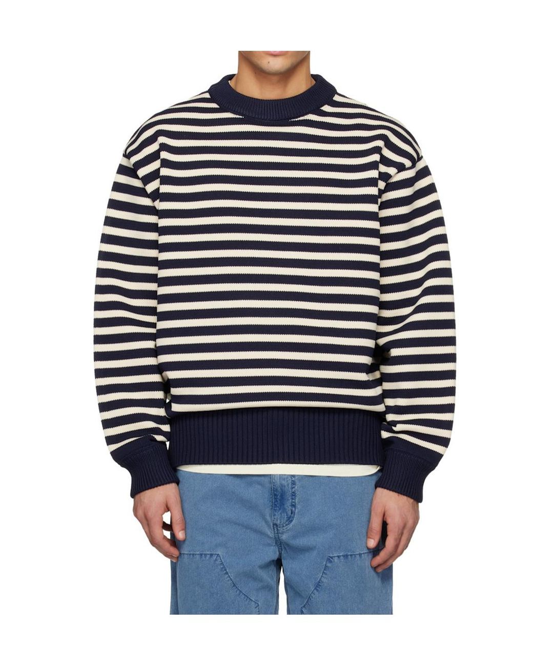 Nanamica Blue Striped Sweater for men