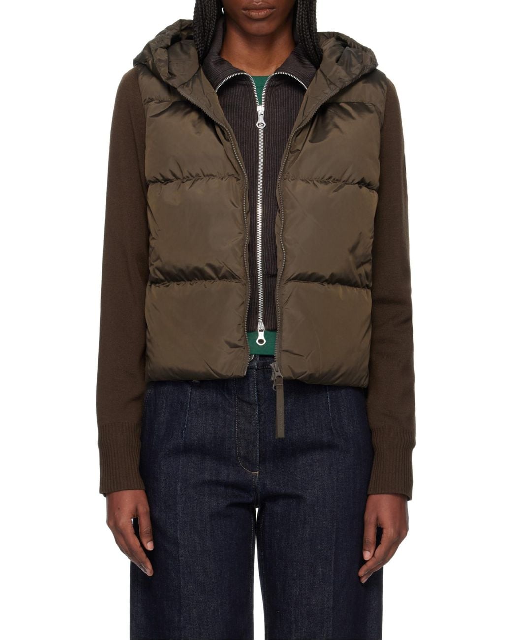 Canada Goose Brown Logo Embroidered Zip-Up Hooded Jacket