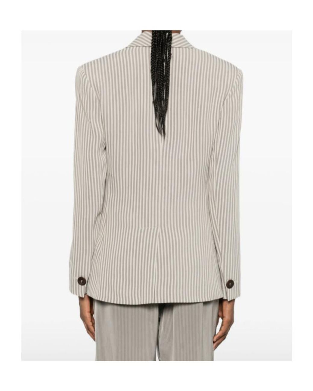 Emporio Armani White Striped-Pattern Button Blazer