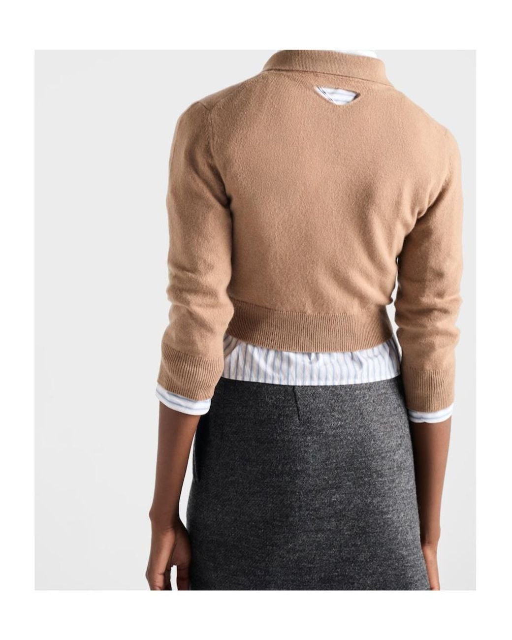 Prada Natural Half-Zipped Knitted Jumper