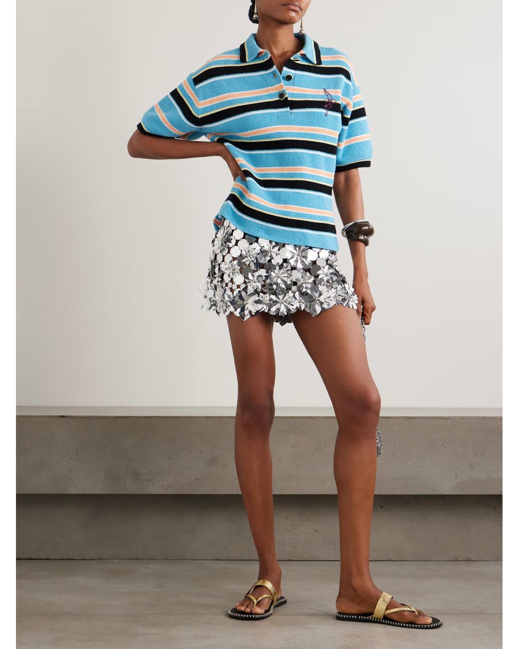Rabanne White Rabanne Floral Disc Mini Skirt