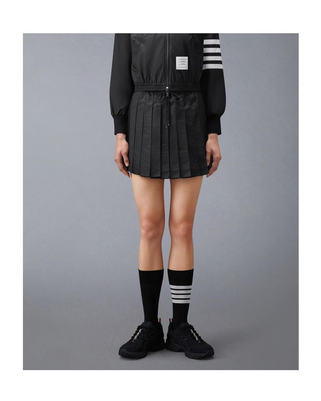 Thom Browne Black Ripstop Pleated Mini Skirt