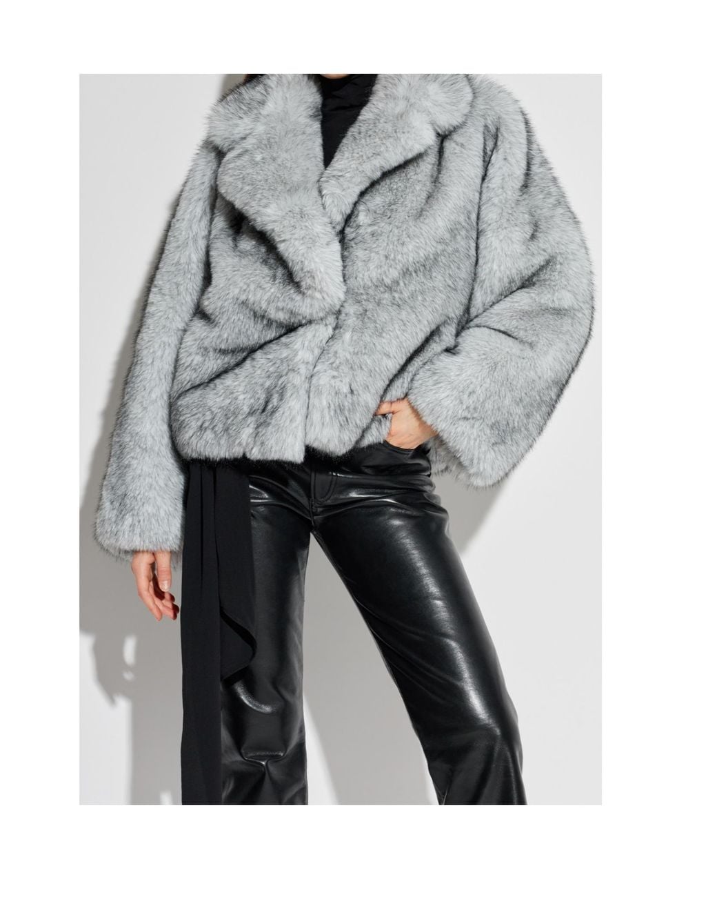 Stand Studio Gray India Faux Fur Jacket