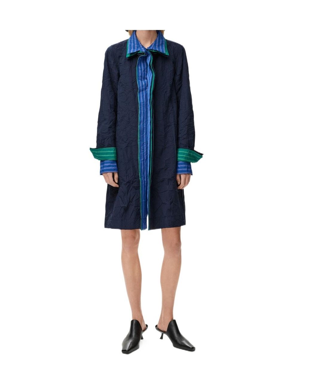 Loewe Blue Crinkled-Effect Ruffled Mini Dress