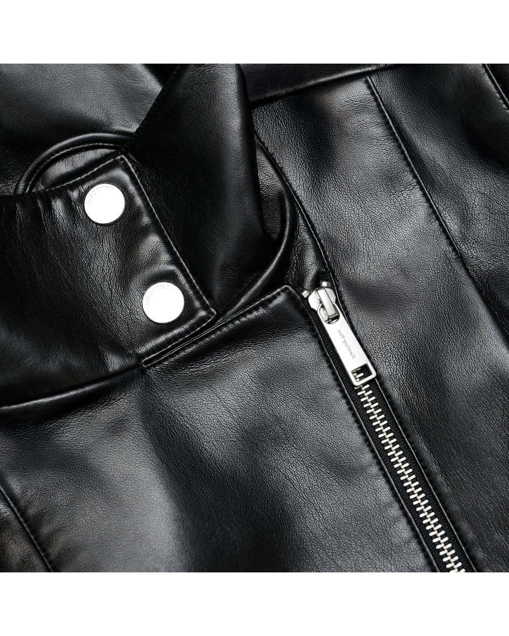 Self-Portrait Black Pleated Belted Biker Jacket
