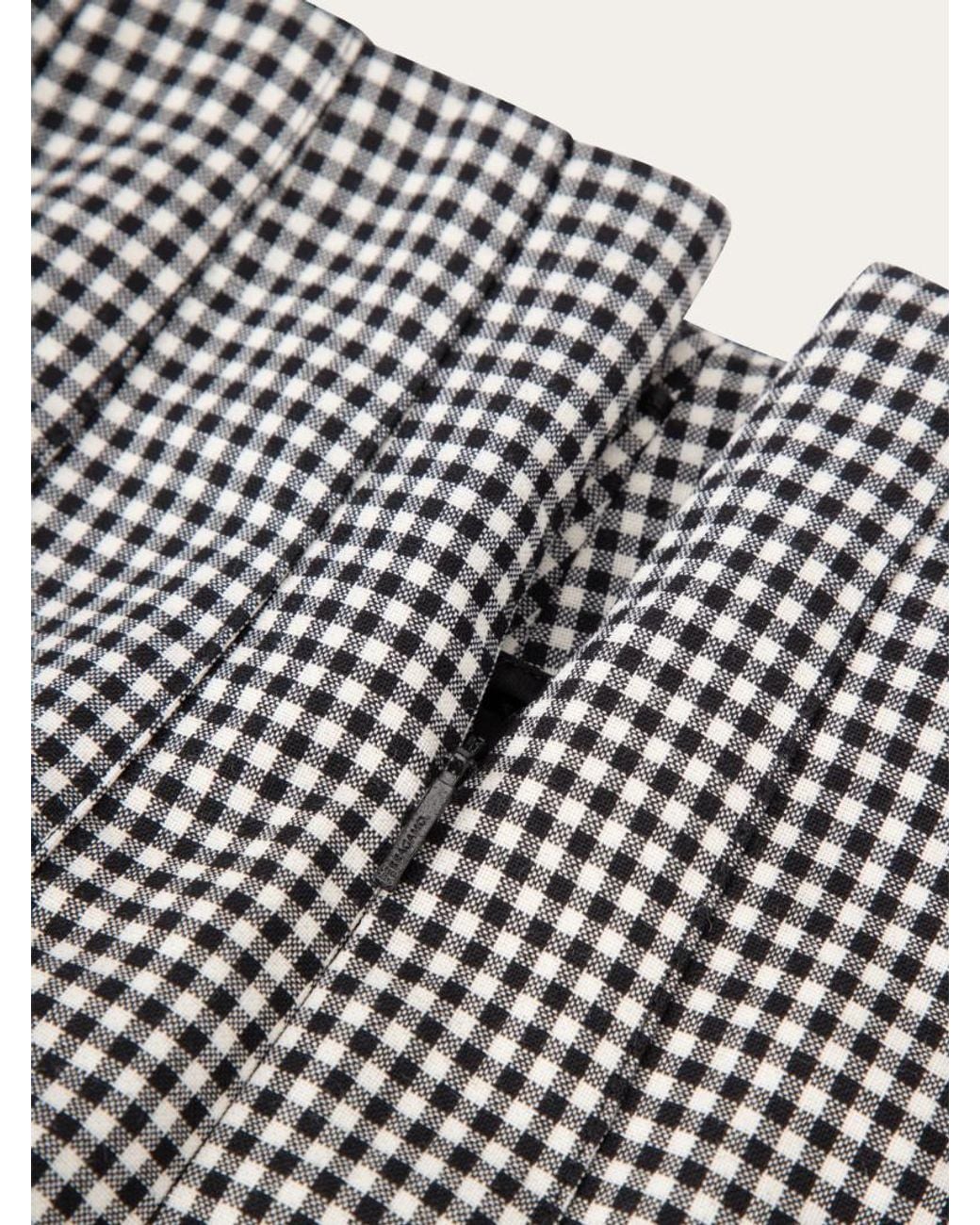 Ferragamo Gray Ferragamo Pleated Checked Skirt