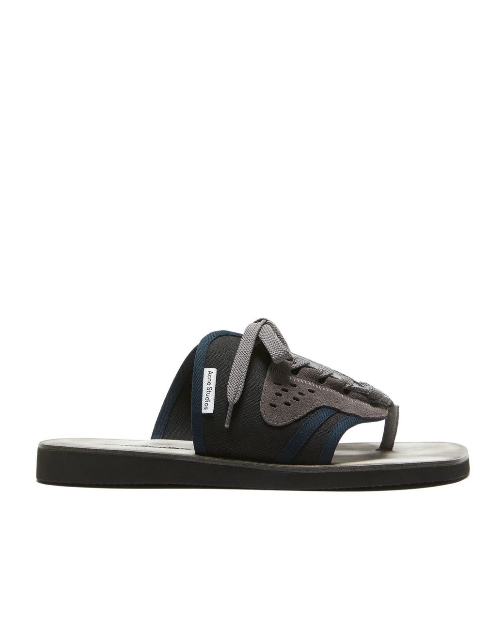 Acne Black Panelled Lace-Up Flip Flops for men