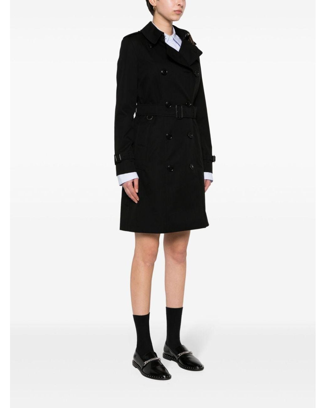 Burberry Black Double Breasted Belted Trench Coat