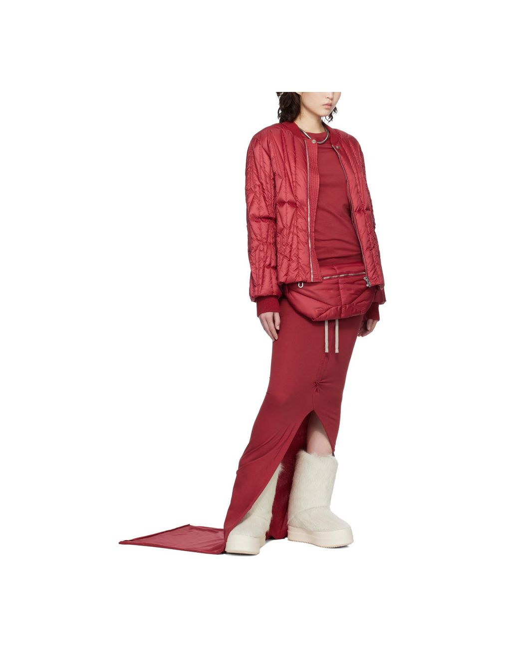 Moncler Red Rick Owens Quilted Zipped Belt Bag for men