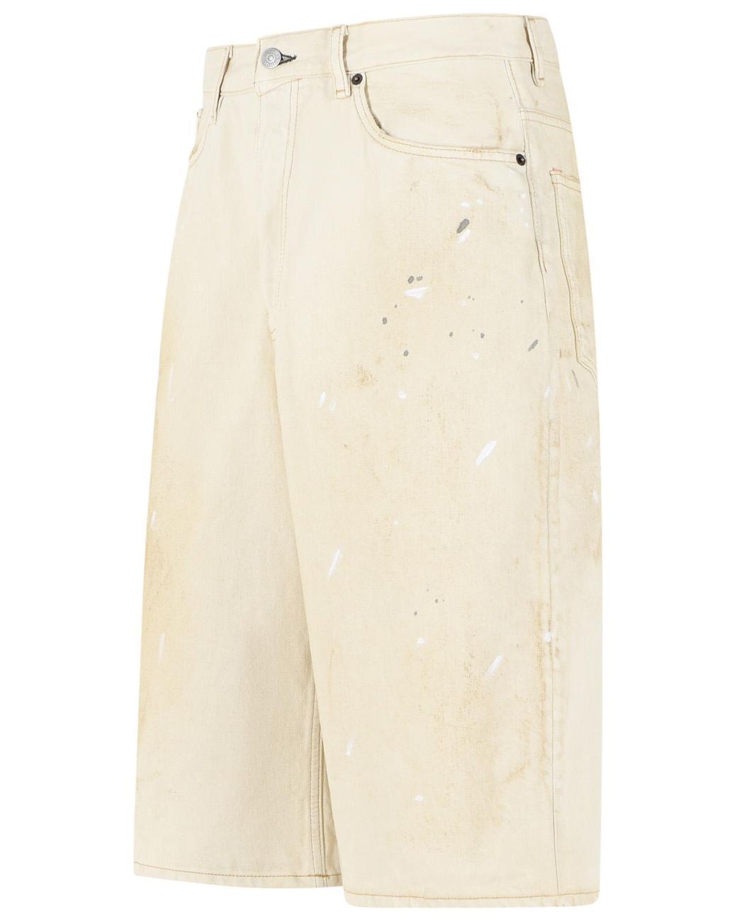 Acne Natural Distressed Patch Shorts for men