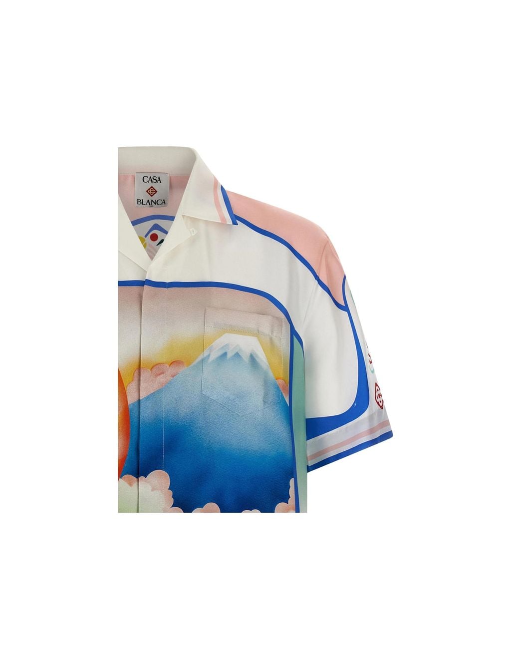 Casablanca Blue Printed Short-Sleeved Shirt for men