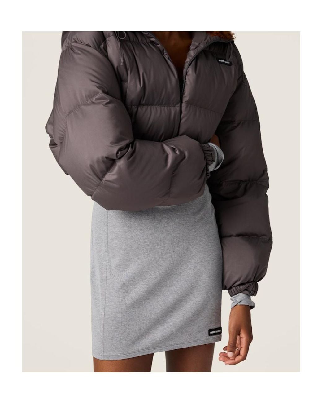 Miu Miu Brown Technical Ponge And Mohair Down Jacket