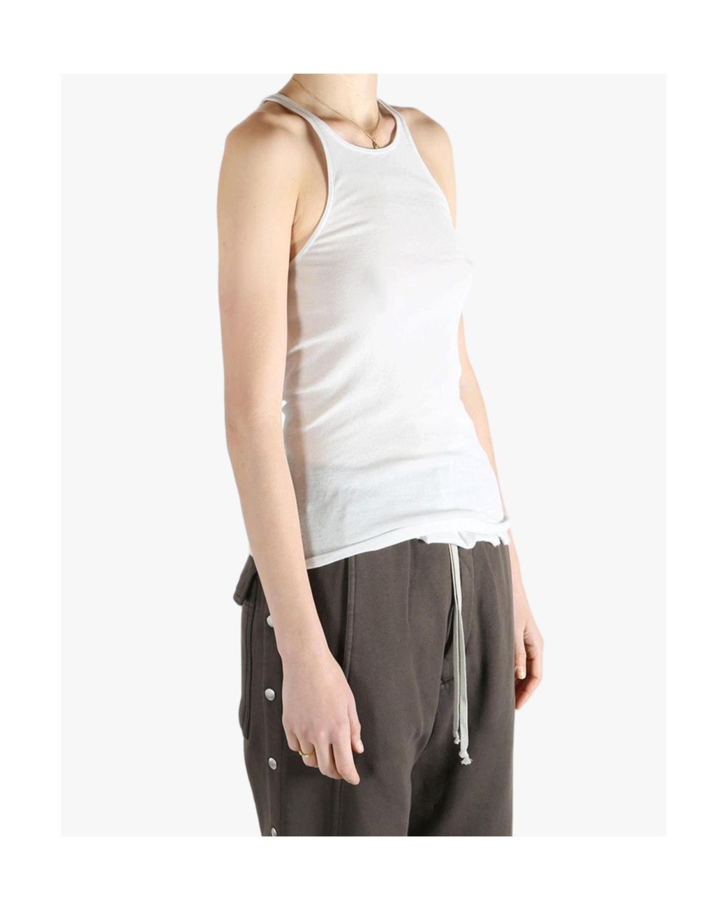 Rick Owens White Racer Back Tank Top