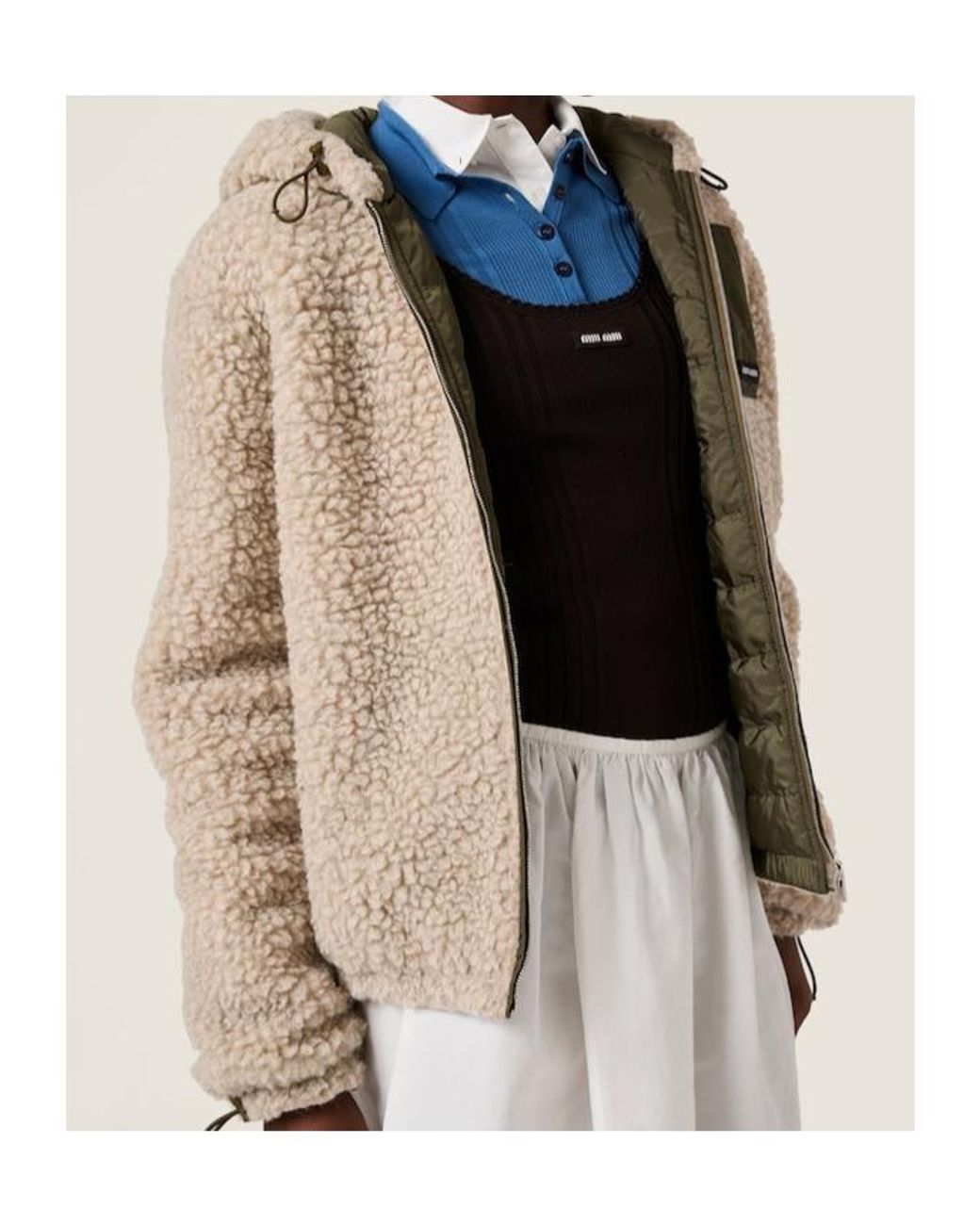 Miu Miu Natural Wool-Blend Teddy Bomber Jacket