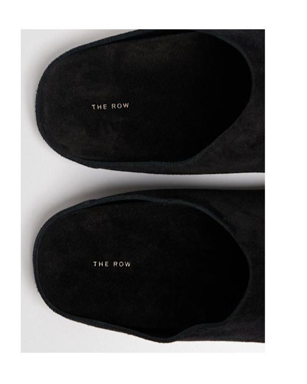 The Row Black Suede Flat Slides