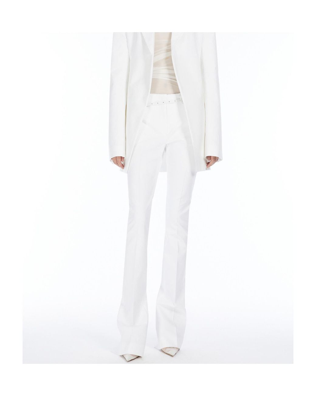 Sportmax White Abbono Pleat Detailed Straight Leg Trousers