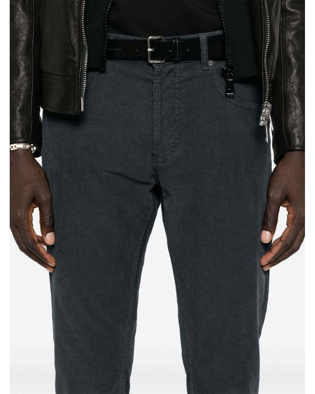 Dondup Blue Dian Tapered-Leg Corduroy Trousers for men