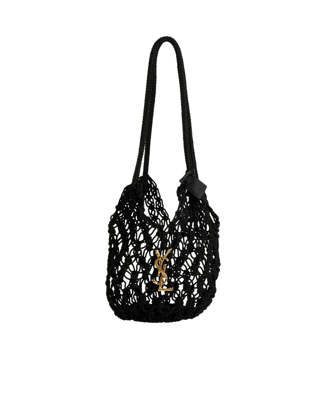 Saint Laurent Black Small-Sized Perforated Bucket Bag
