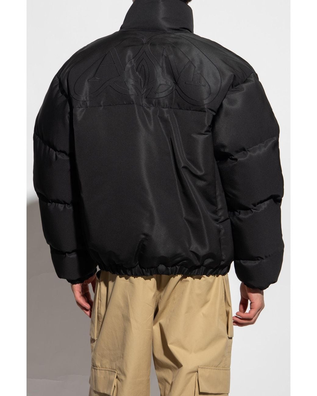 McQueen Black Long Sleeved Zipped Padded Jacket for men