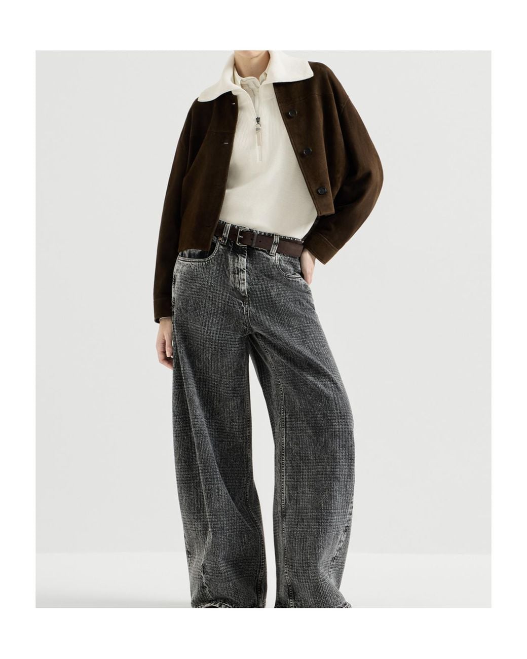Brunello Cucinelli White Cotton Half-Zip Sweater