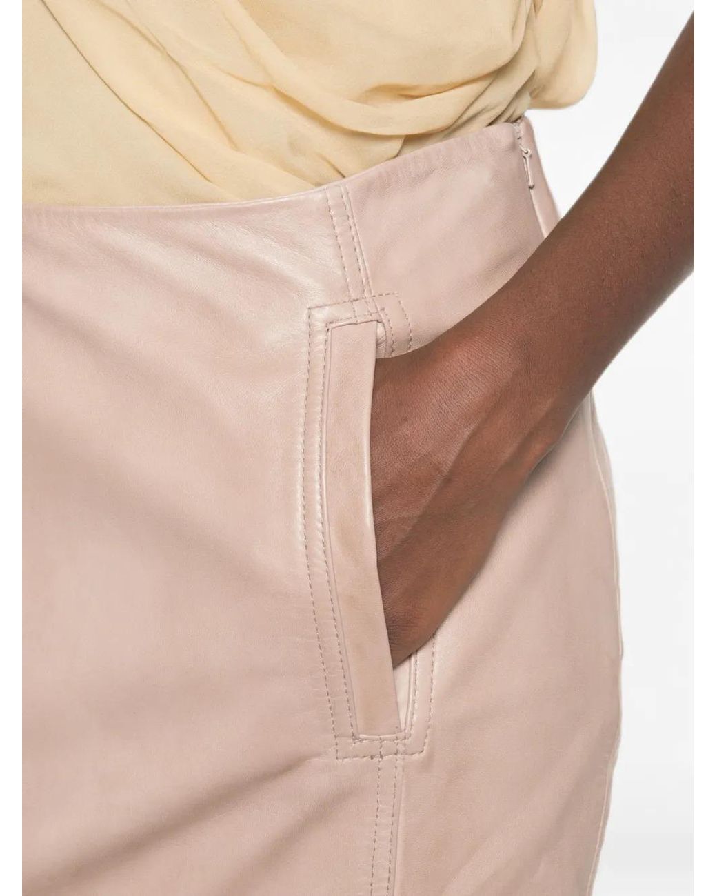 Pinko Natural Leather Midi Skirt