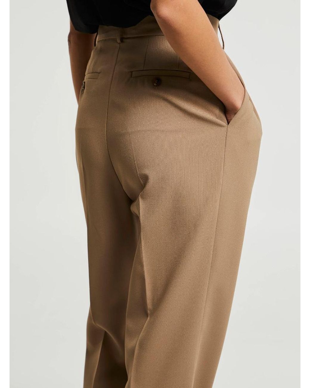 Frankie Shop Natural Pleated Suit Trousers