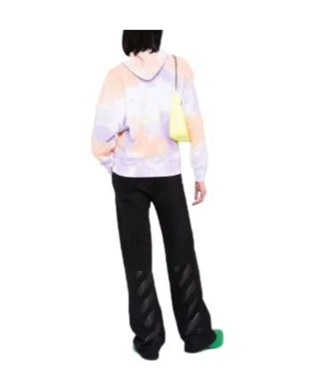 MSGM White Slogan-Print Tie-Dye Hoodie