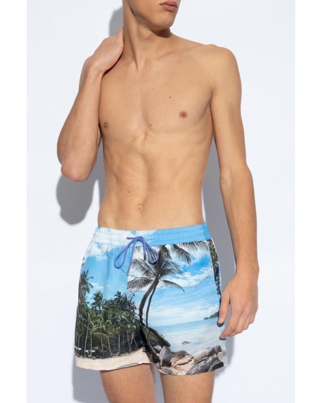 Paul Smith Blue Paradise-Print Swimming Shorts for men