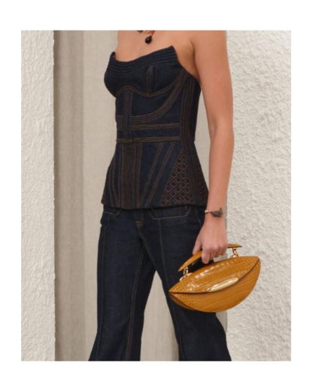 Zimmermann Black Corded Denim Corset