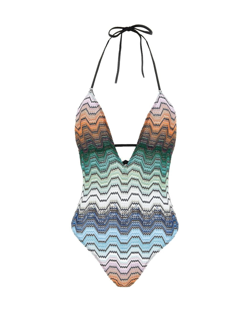 Missoni Blue Chevron Halterneck Swimsuit