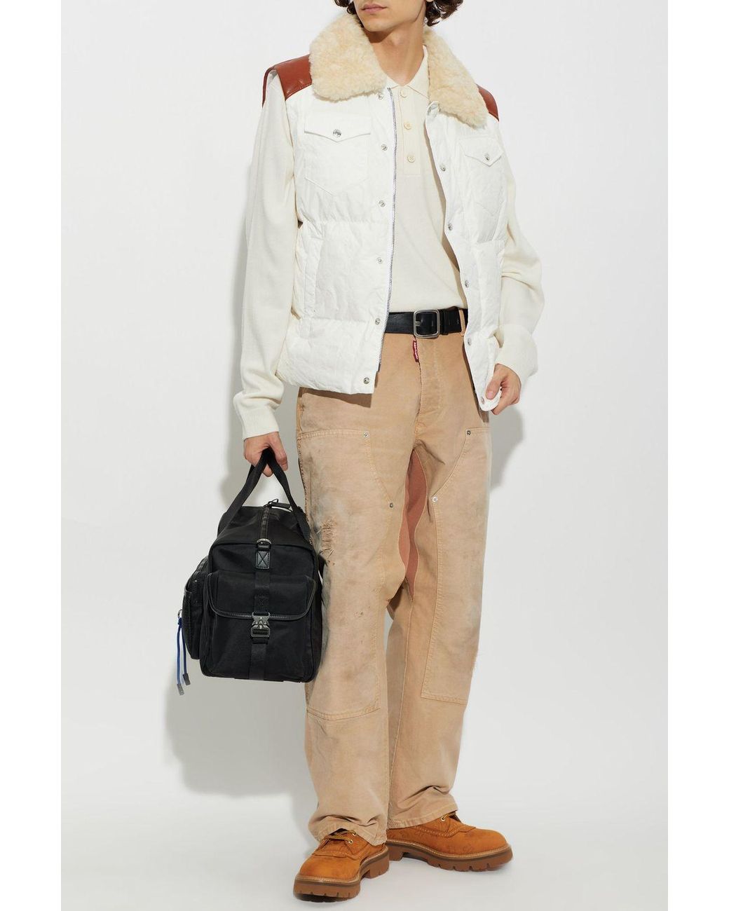 DSquared² White Shearling Collar Padded Gilet for men