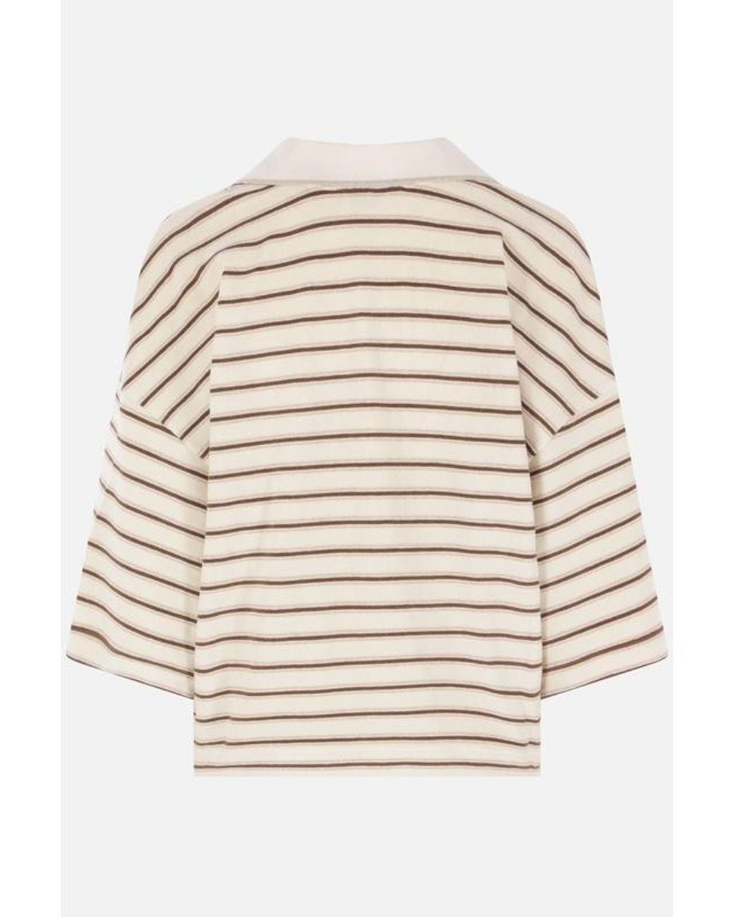Brunello Cucinelli Natural Striped Polo Shirt