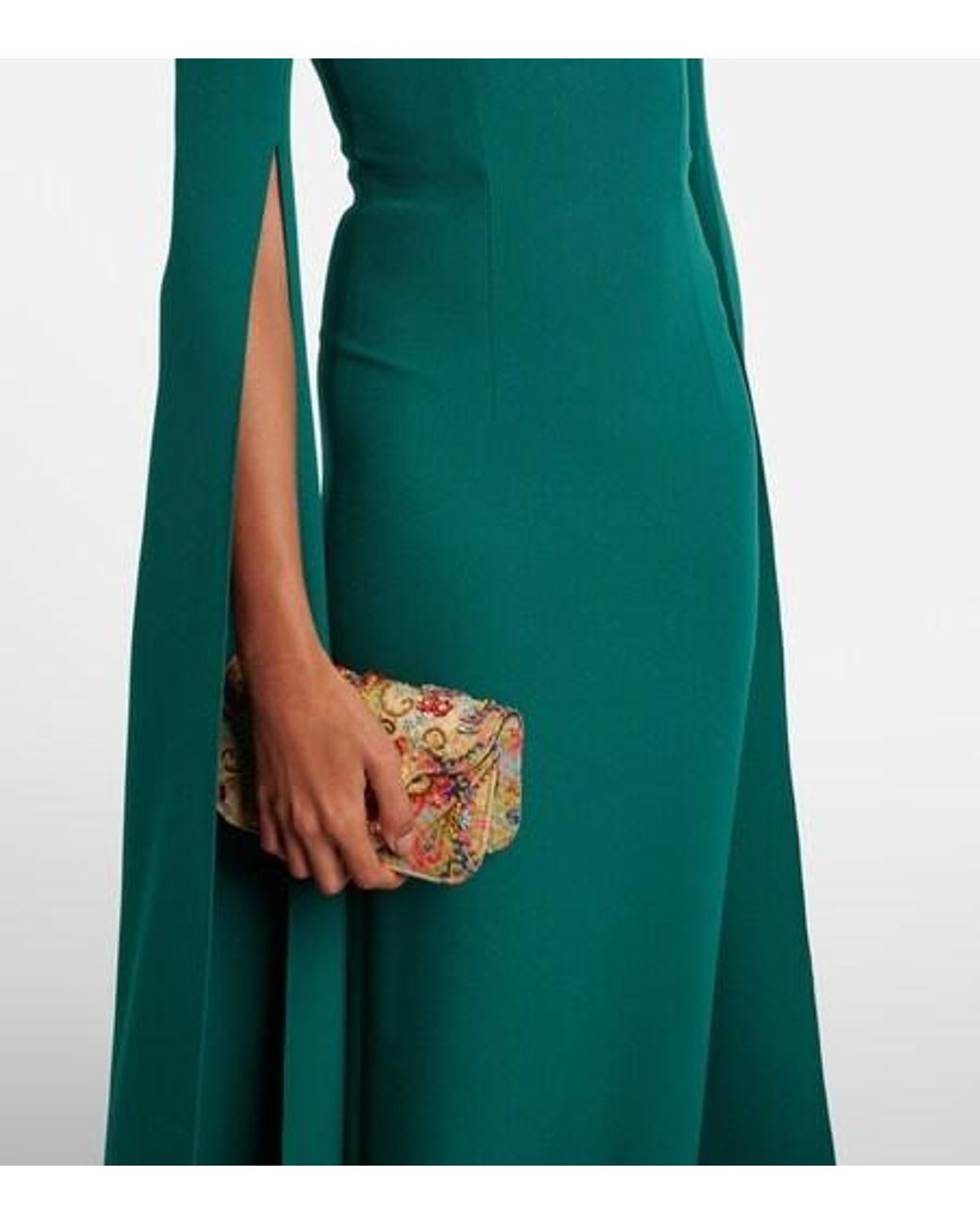 Safiyaa Green Embellished Crepe Gown