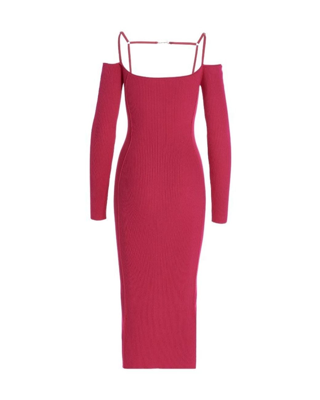 Jacquemus Red Logo Knitted Dress