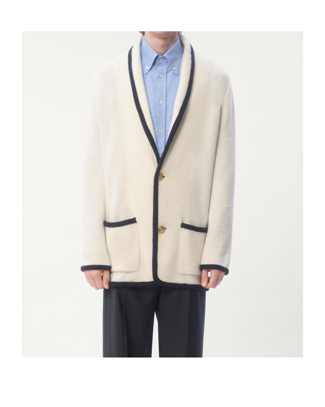 Valentino Natural Single-Breasted Straigth Hem Cardigan for men